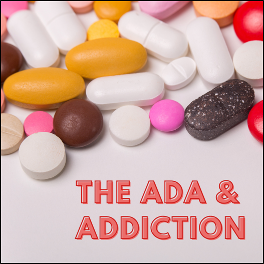 The ADA & Addiction. Pills scattered on a table
										